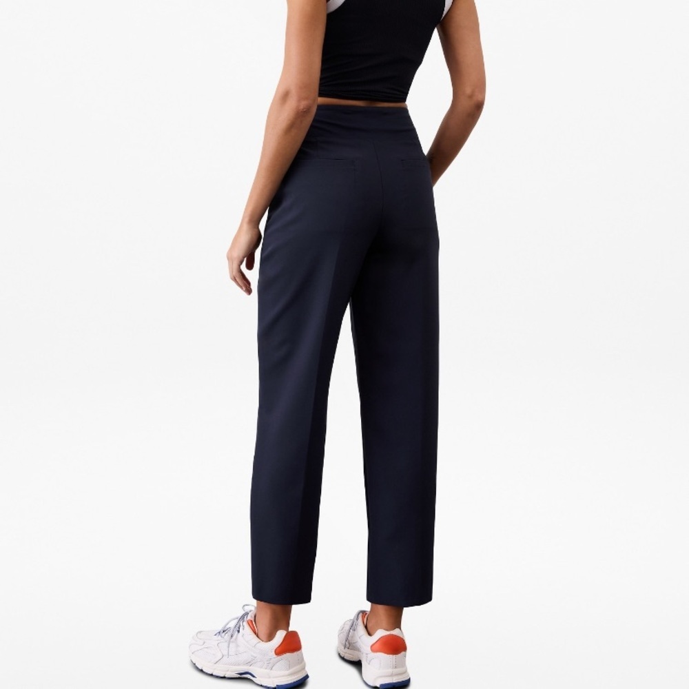 Athleta Navy Endless Pants Sz 0 Work Travel Athleisure Straight Leg High Rise - Picture 2 of 16